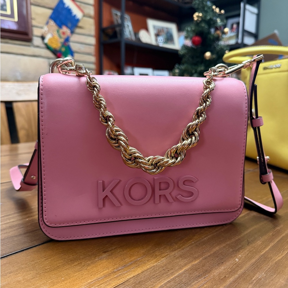 Michael Kors Rose Crossbody Bag with Gold Chain